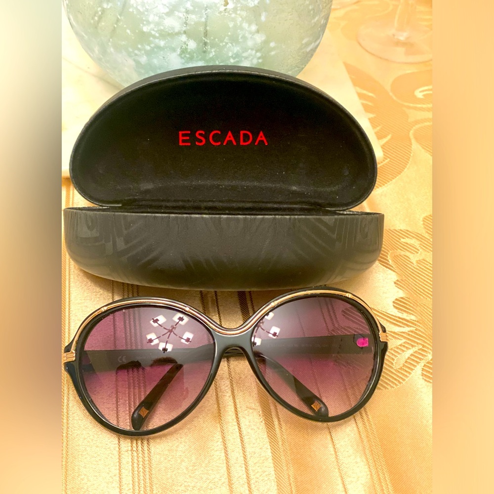Escada Black Frame Sunglasses with Gold Detail